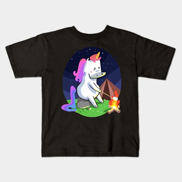 Camping Unicorn Kids T-Shirt by TheBestHumorApparel